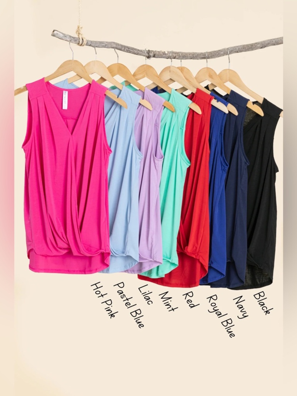 Dear Scarlett Charming Tank Hot Pink • Draped Front • Wrinkle-Free • Size M NWOT - Picture 3 of 4
